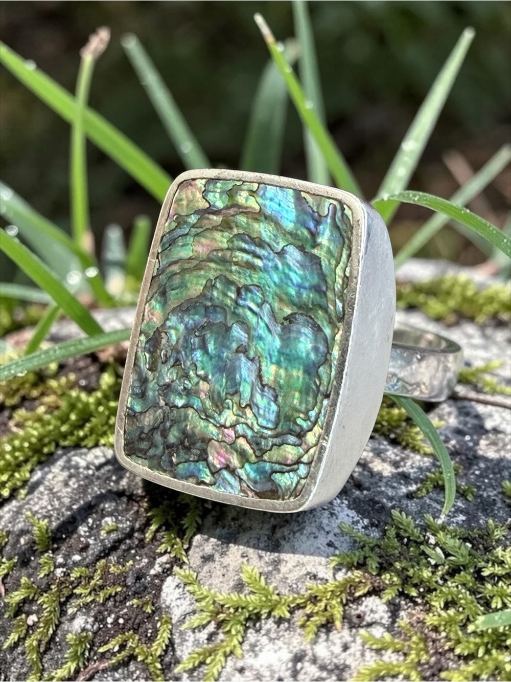 Pale Bigaard Danish Designer Sterling Silver Abalone Ring